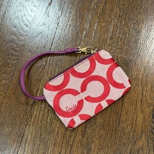 Coach red and white wristlet